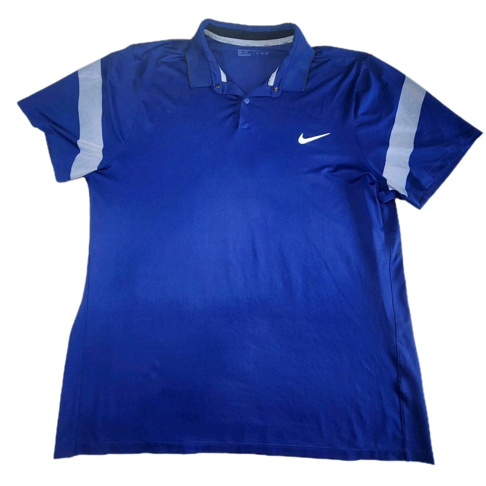 NIKE Golf Polo Shirt Mens XXL Blue Dri-FIT Modern Fit Athletic Performance